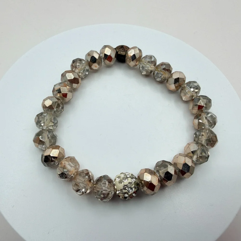Vintage Y2K Erimish Silver Tone Stretch Beaded Bracelet Women's Classic Jewelry‎